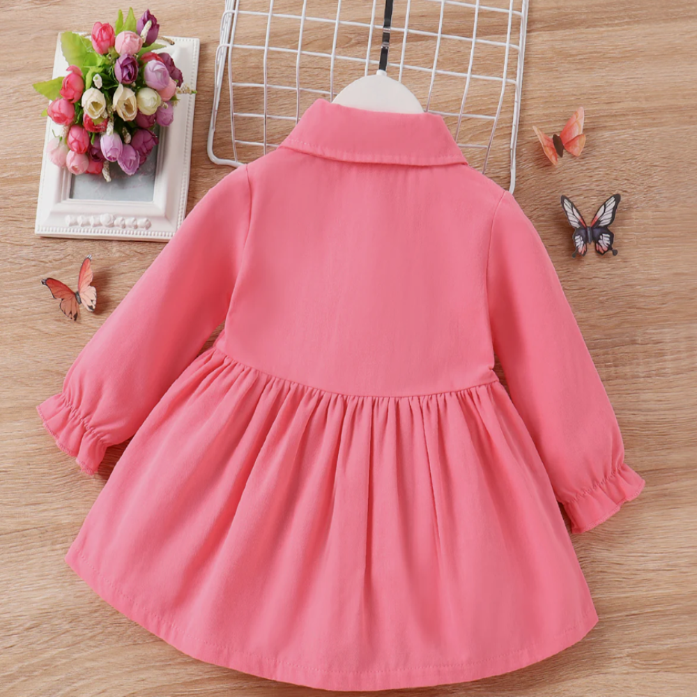 100% Cotton Baby Girl Butterfly Graphic Floral Embroidered Button Up Coat