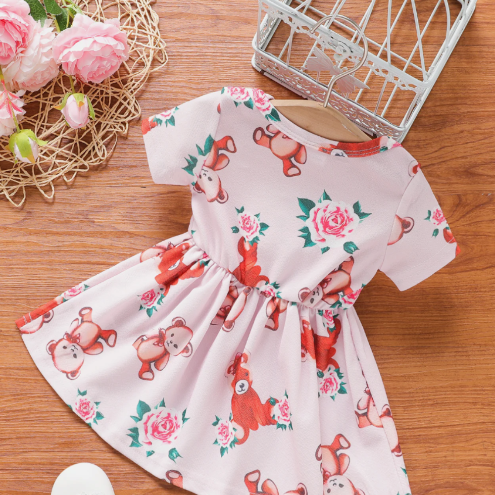 Baby Girl Floral & Animal Print Short-sleeve Dress