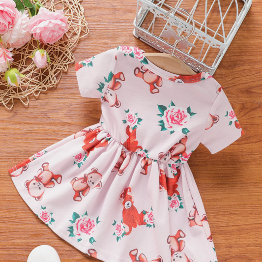 Baby Girl Floral & Animal Print Short-sleeve Dress